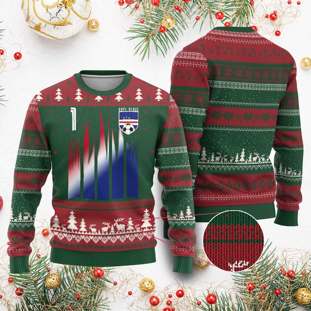Cape Verde Flag Retro Sports Cabo Verdean Roots Ugly Christmas Sweater