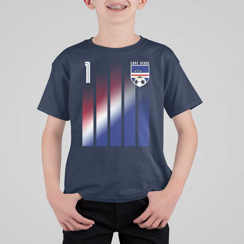 Cape Verde Flag Retro Sports Cabo Verdean Roots T Shirt For Kid