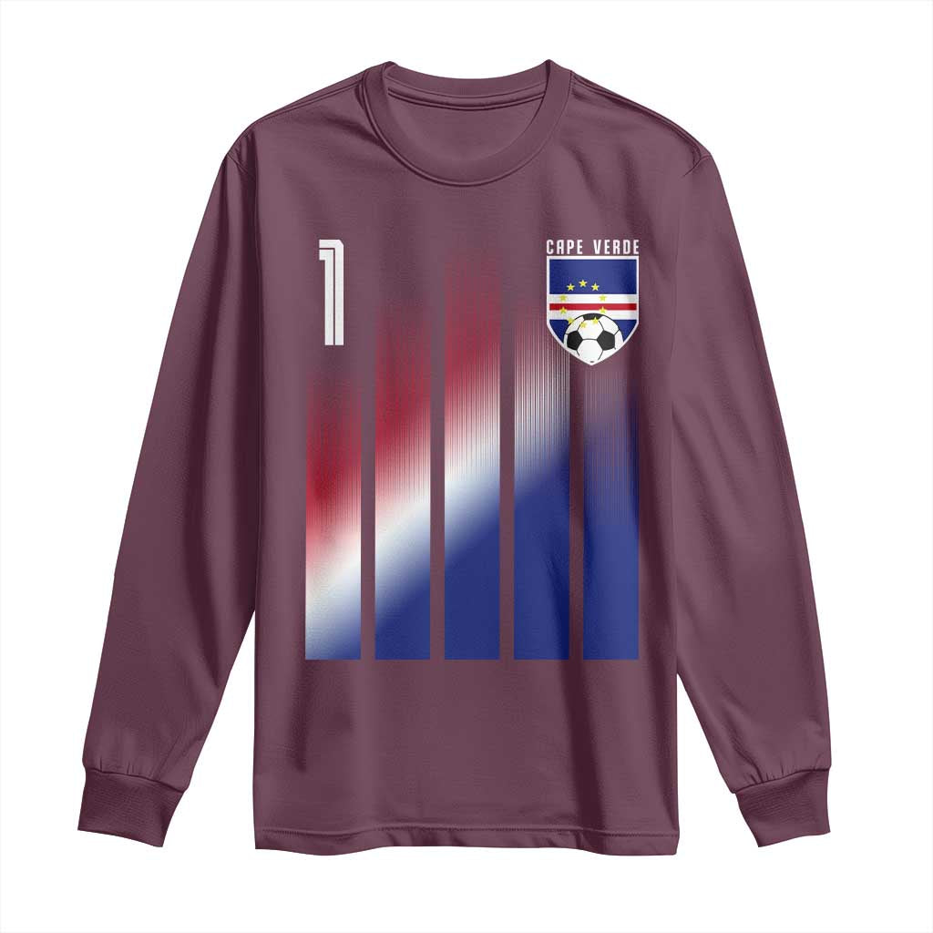 Cape Verde Flag Retro Sports Cabo Verdean Roots Long Sleeve Shirt