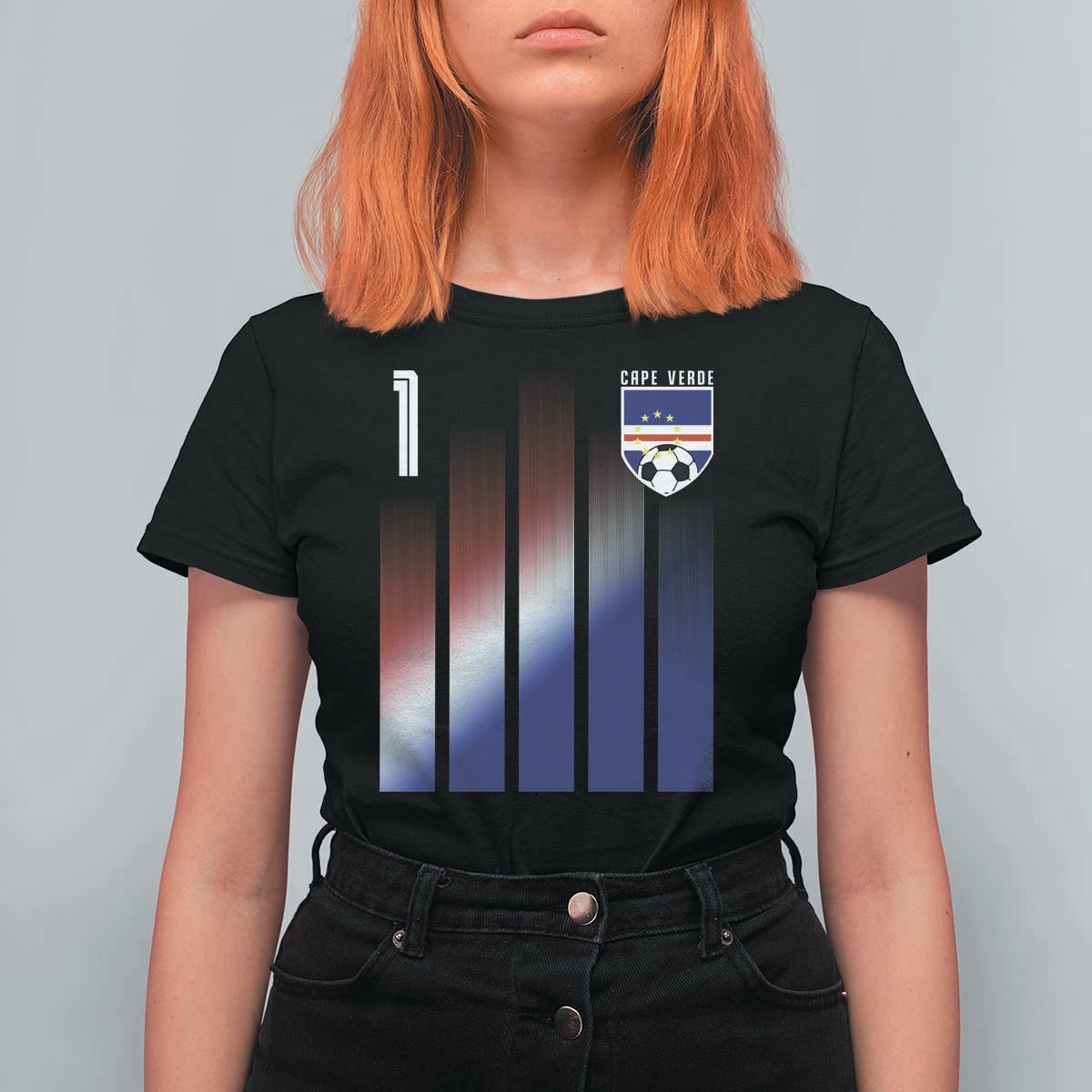 Cape Verde Flag Retro Sports Cabo Verdean Roots T Shirt For Women