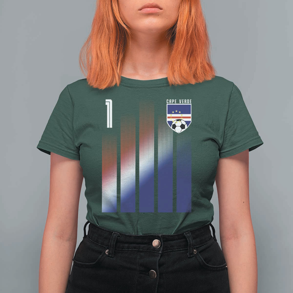 Cape Verde Flag Retro Sports Cabo Verdean Roots T Shirt For Women