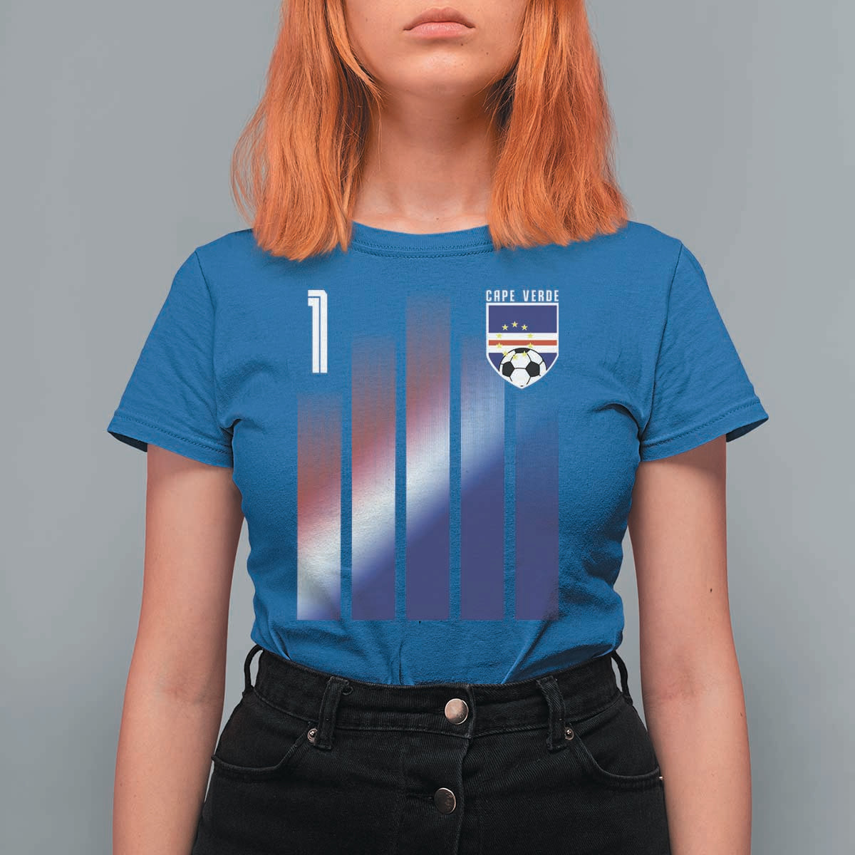 Cape Verde Flag Retro Sports Cabo Verdean Roots T Shirt For Women