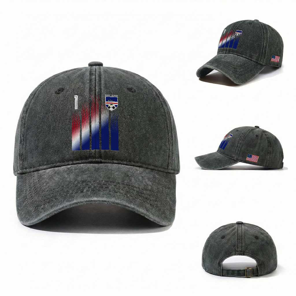 Cape Verde Flag Retro Sports Cabo Verdean Roots Washed Cotton Baseball Cap