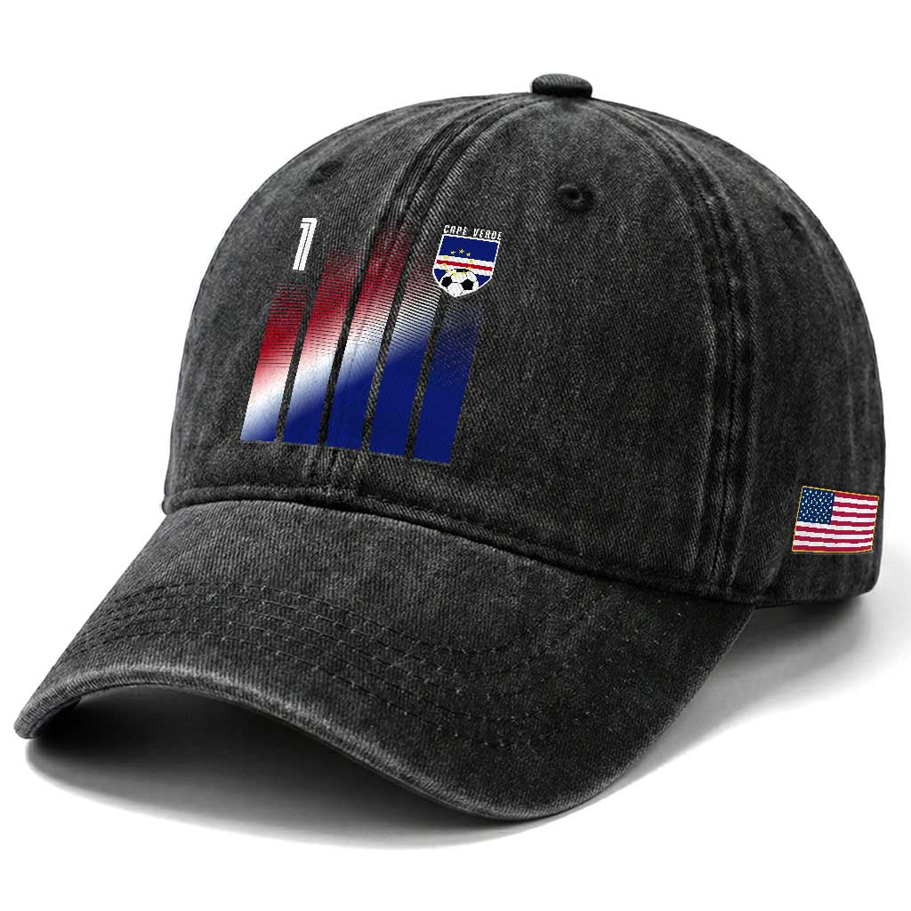 Cape Verde Flag Retro Sports Cabo Verdean Roots Washed Cotton Baseball Cap