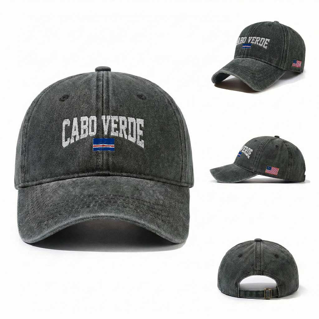Cabo Verde Sports Throwback Washed Cotton Baseball Cap Cape Verdean Pride Lovers