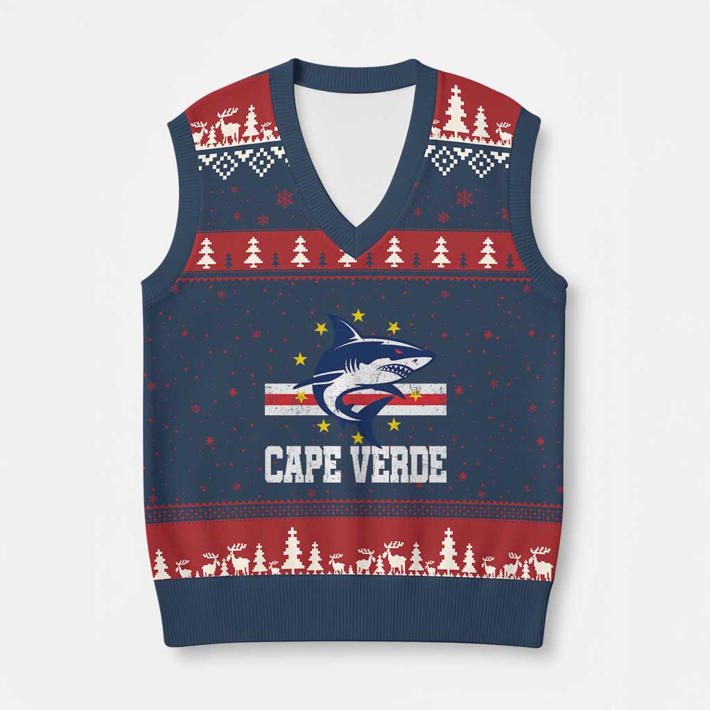 Vintage Cape Verde Shark Cabo Verdean Roots V-Neck Knit Sweater Vest