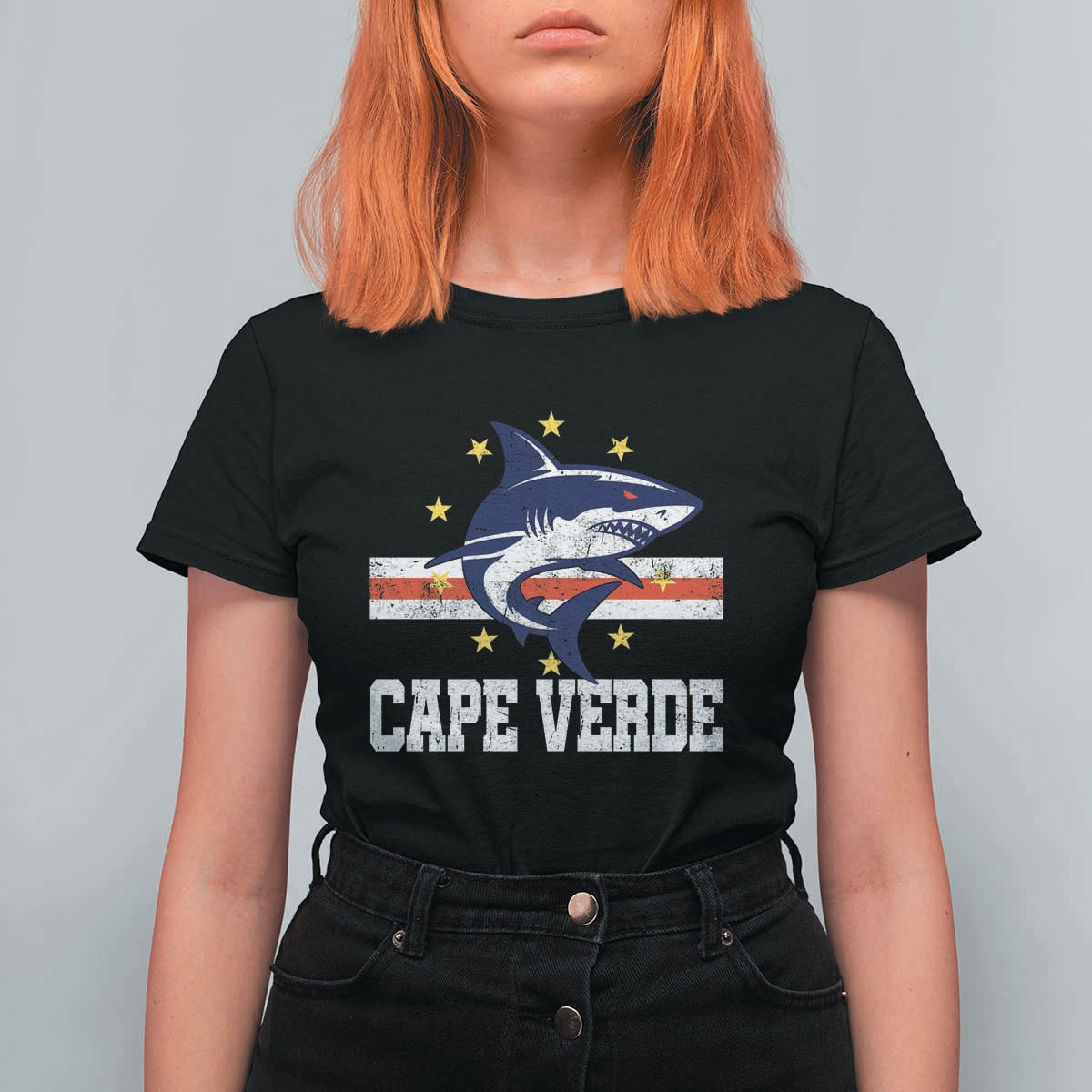 Vintage Cape Verde Shark Cabo Verdean Roots T Shirt For Women