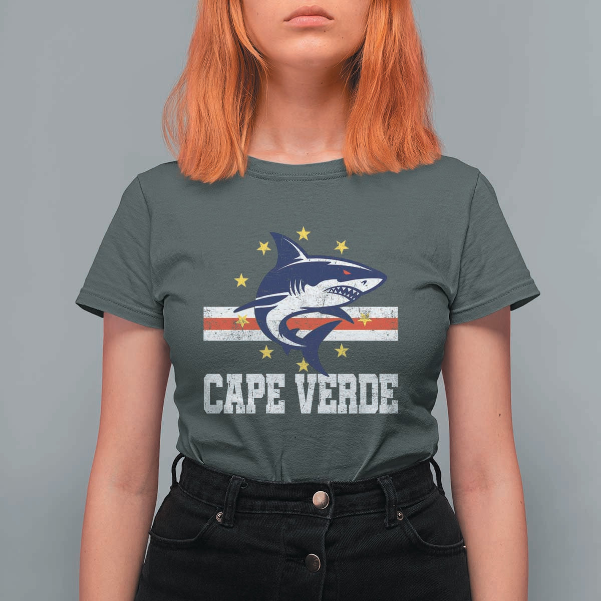 Vintage Cape Verde Shark Cabo Verdean Roots T Shirt For Women