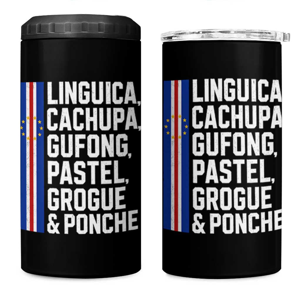 Cape Verde Cuisine 4 in 1 Can Cooler Tumbler Linguica Cachupa Gufong Cabo Verde Heritage