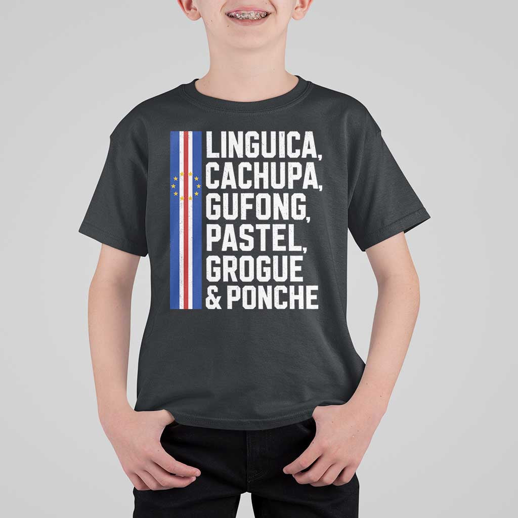 Cape Verde Cuisine T Shirt For Kid Linguica Cachupa Gufong Cabo Verde Heritage