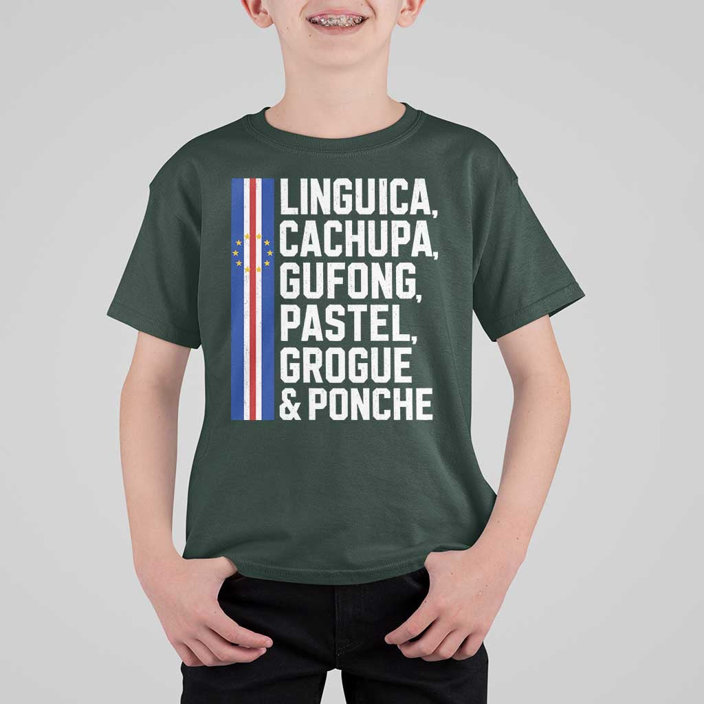 Cape Verde Cuisine T Shirt For Kid Linguica Cachupa Gufong Cabo Verde Heritage