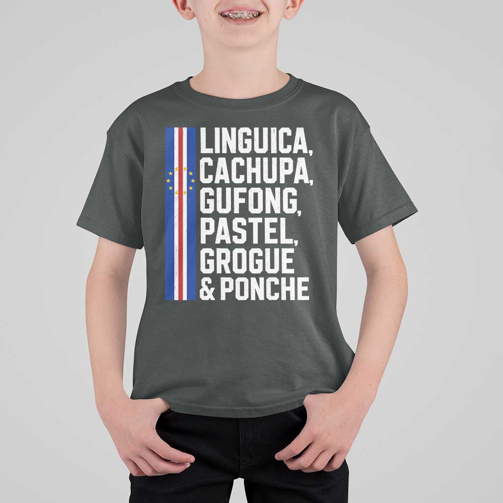 Cape Verde Cuisine T Shirt For Kid Linguica Cachupa Gufong Cabo Verde Heritage
