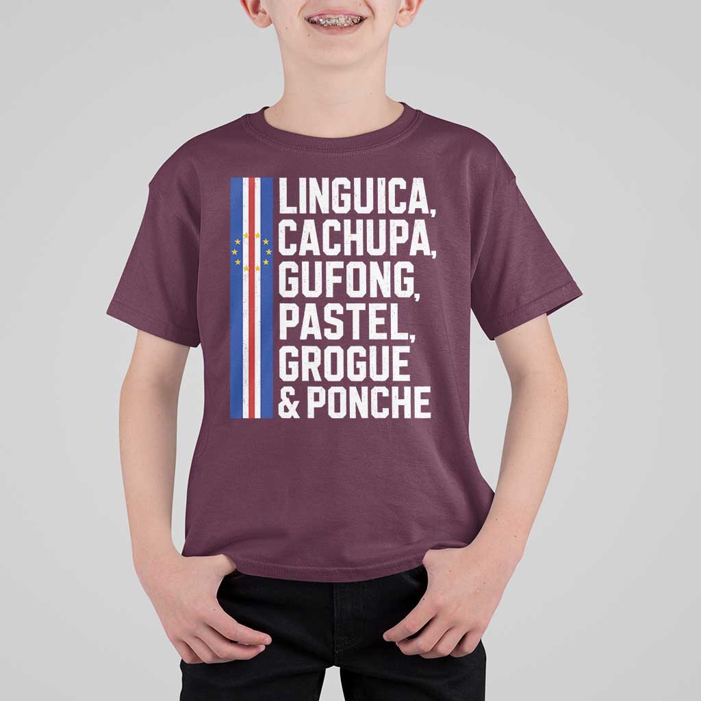 Cape Verde Cuisine T Shirt For Kid Linguica Cachupa Gufong Cabo Verde Heritage