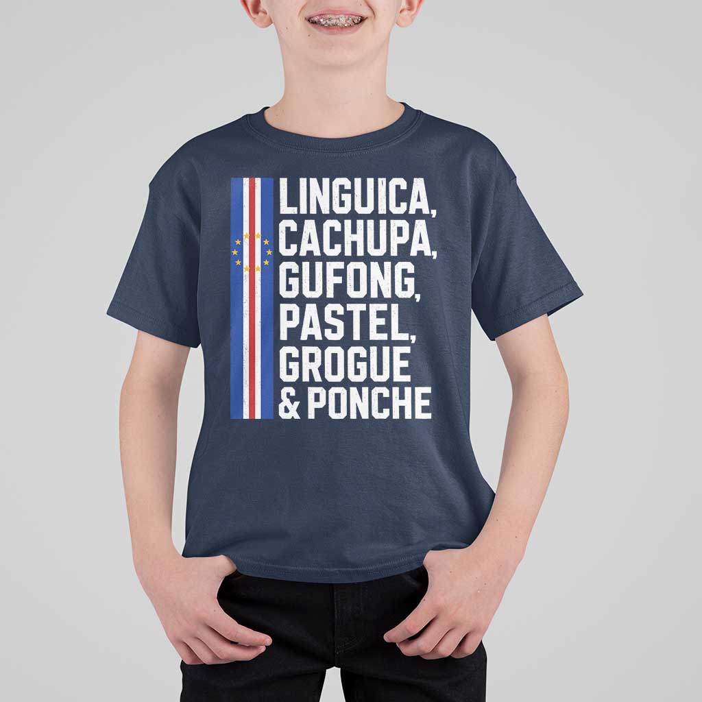 Cape Verde Cuisine T Shirt For Kid Linguica Cachupa Gufong Cabo Verde Heritage