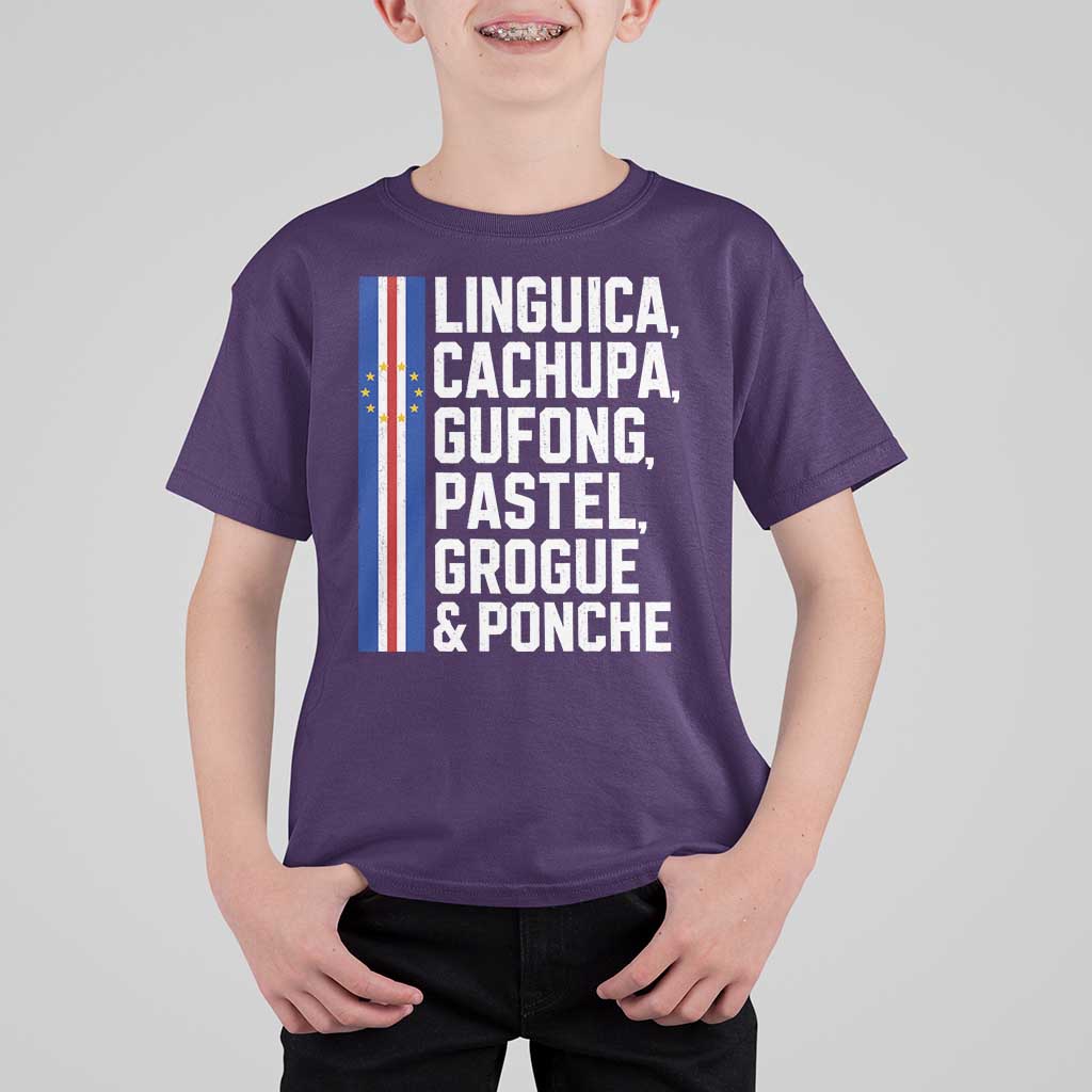Cape Verde Cuisine T Shirt For Kid Linguica Cachupa Gufong Cabo Verde Heritage