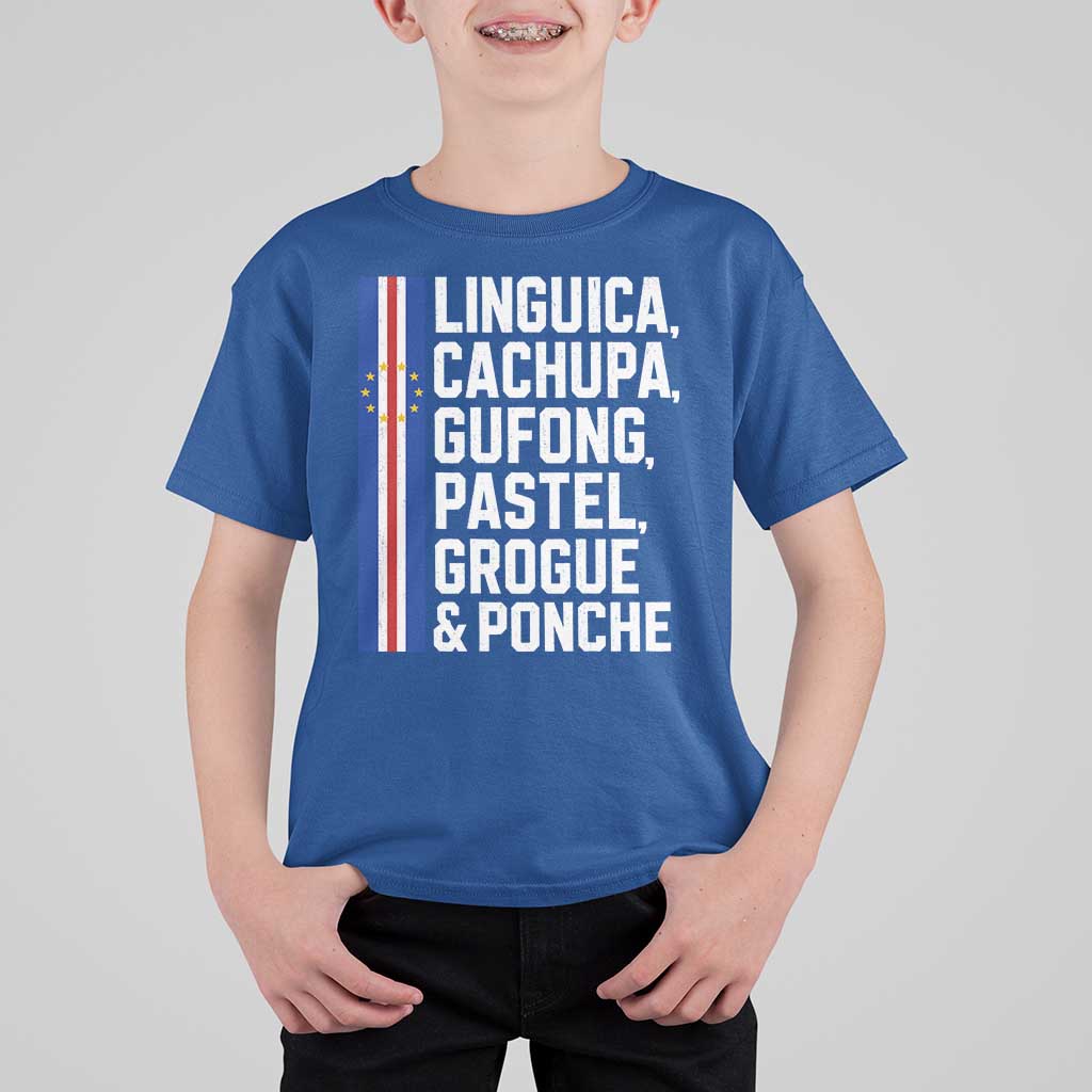 Cape Verde Cuisine T Shirt For Kid Linguica Cachupa Gufong Cabo Verde Heritage