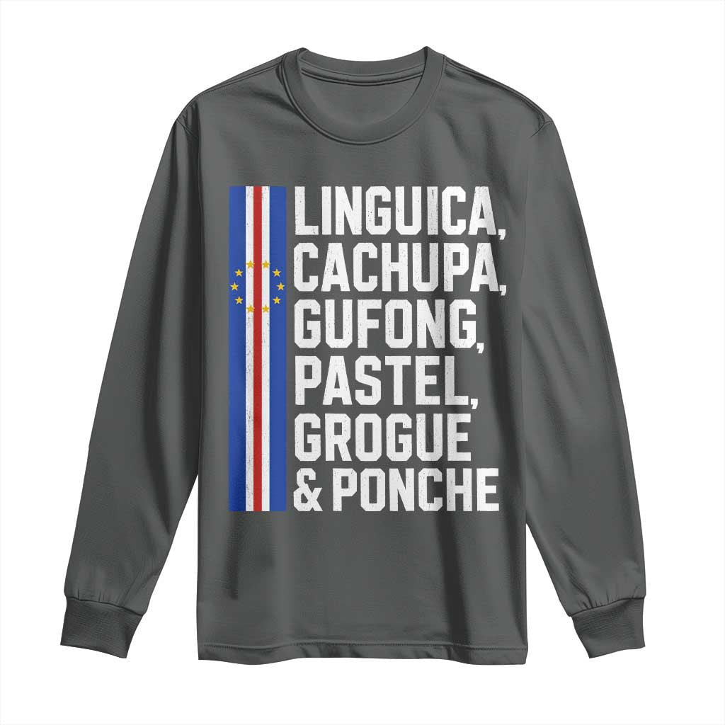 Cape Verde Cuisine Long Sleeve Shirt Linguica Cachupa Gufong Cabo Verde Heritage