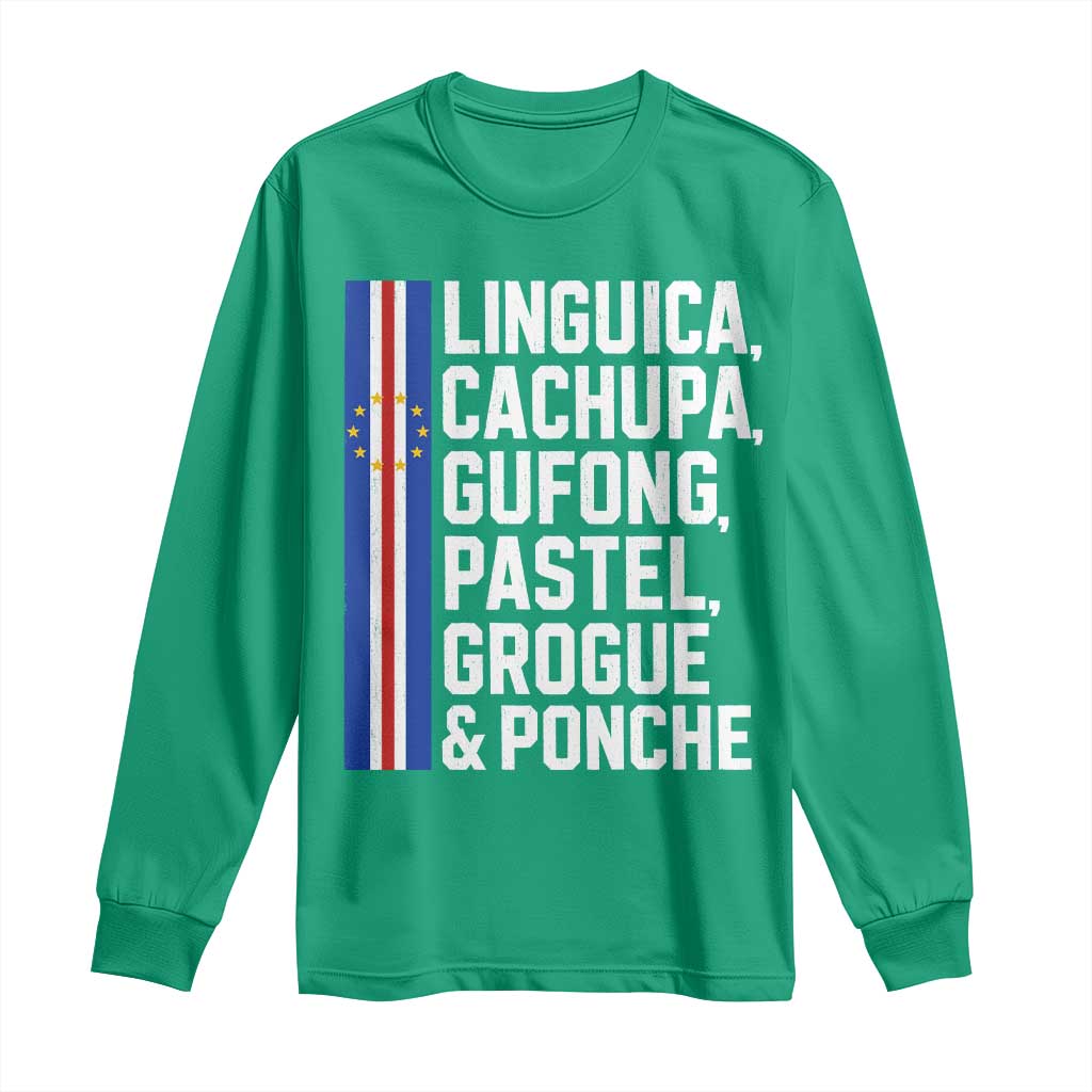 Cape Verde Cuisine Long Sleeve Shirt Linguica Cachupa Gufong Cabo Verde Heritage