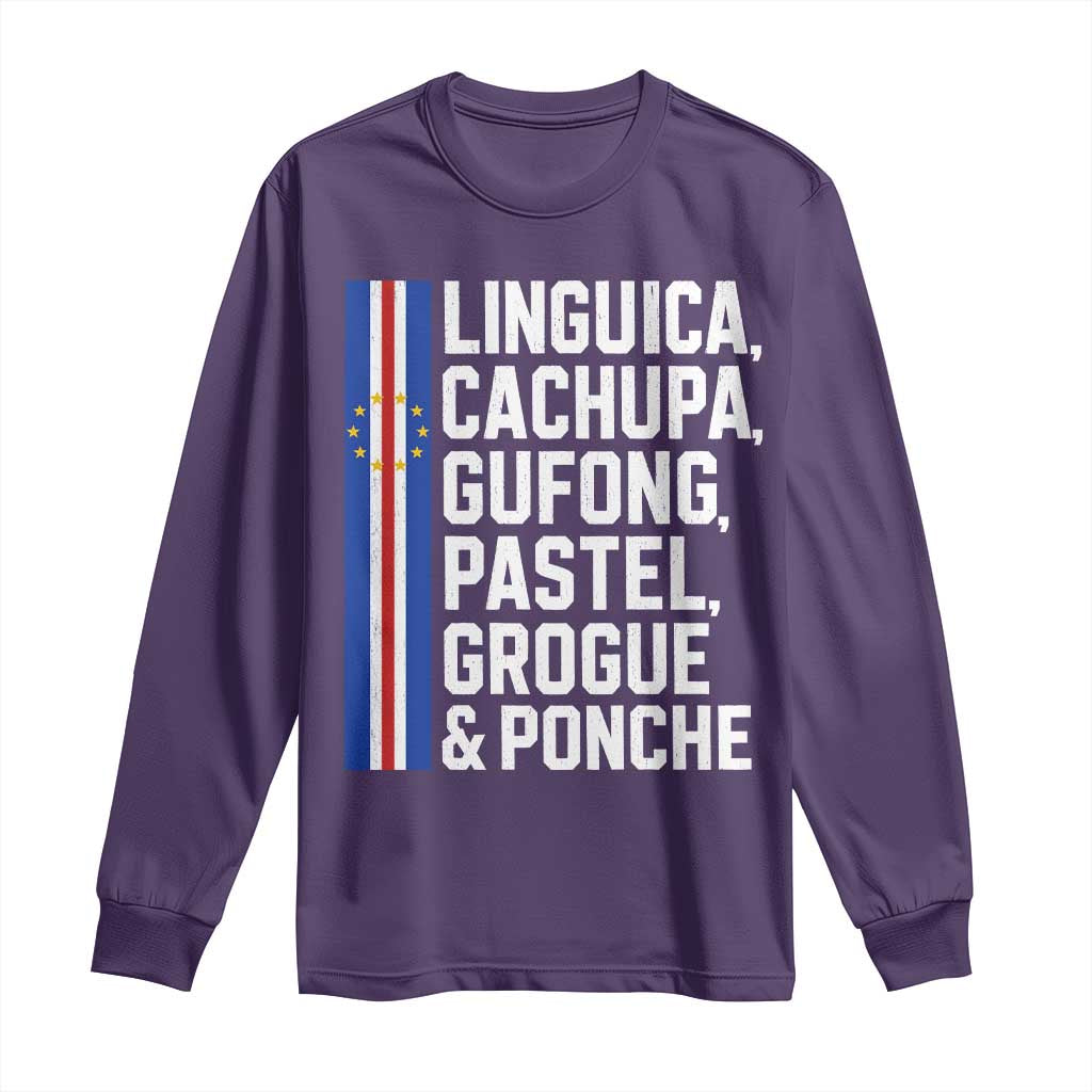 Cape Verde Cuisine Long Sleeve Shirt Linguica Cachupa Gufong Cabo Verde Heritage