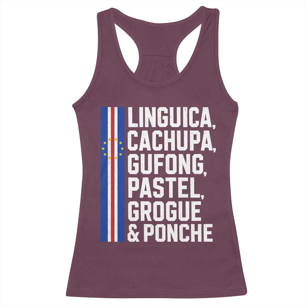 Cape Verde Cuisine Racerback Tank Top Linguica Cachupa Gufong Cabo Verde Heritage
