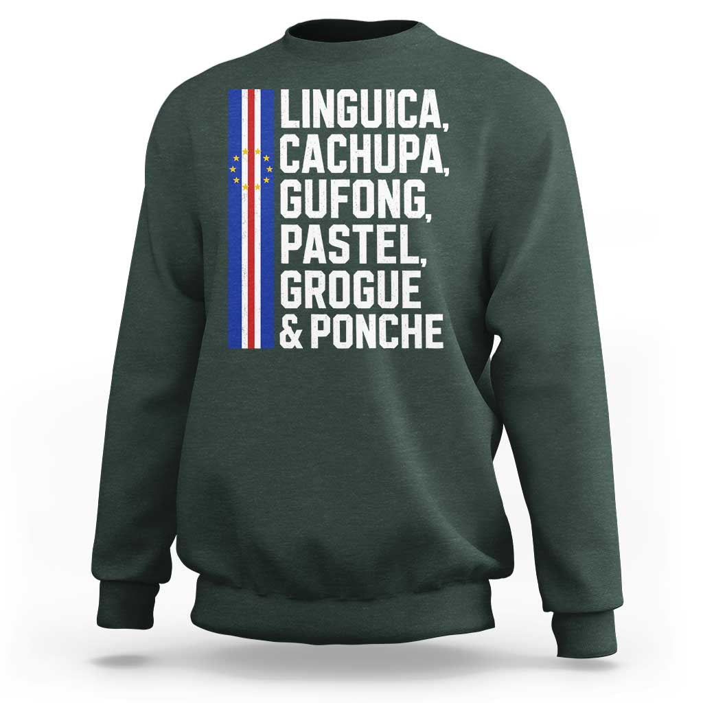 Cape Verde Cuisine Sweatshirt Linguica Cachupa Gufong Cabo Verde Heritage