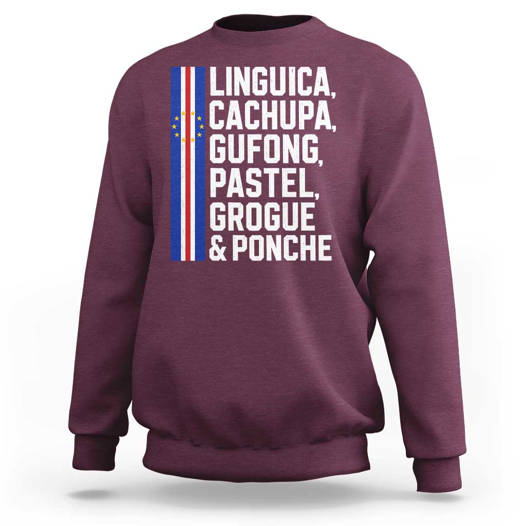 Cape Verde Cuisine Sweatshirt Linguica Cachupa Gufong Cabo Verde Heritage