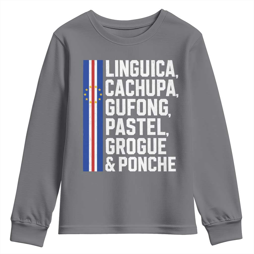 Cape Verde Cuisine Youth Sweatshirt Linguica Cachupa Gufong Cabo Verde Heritage