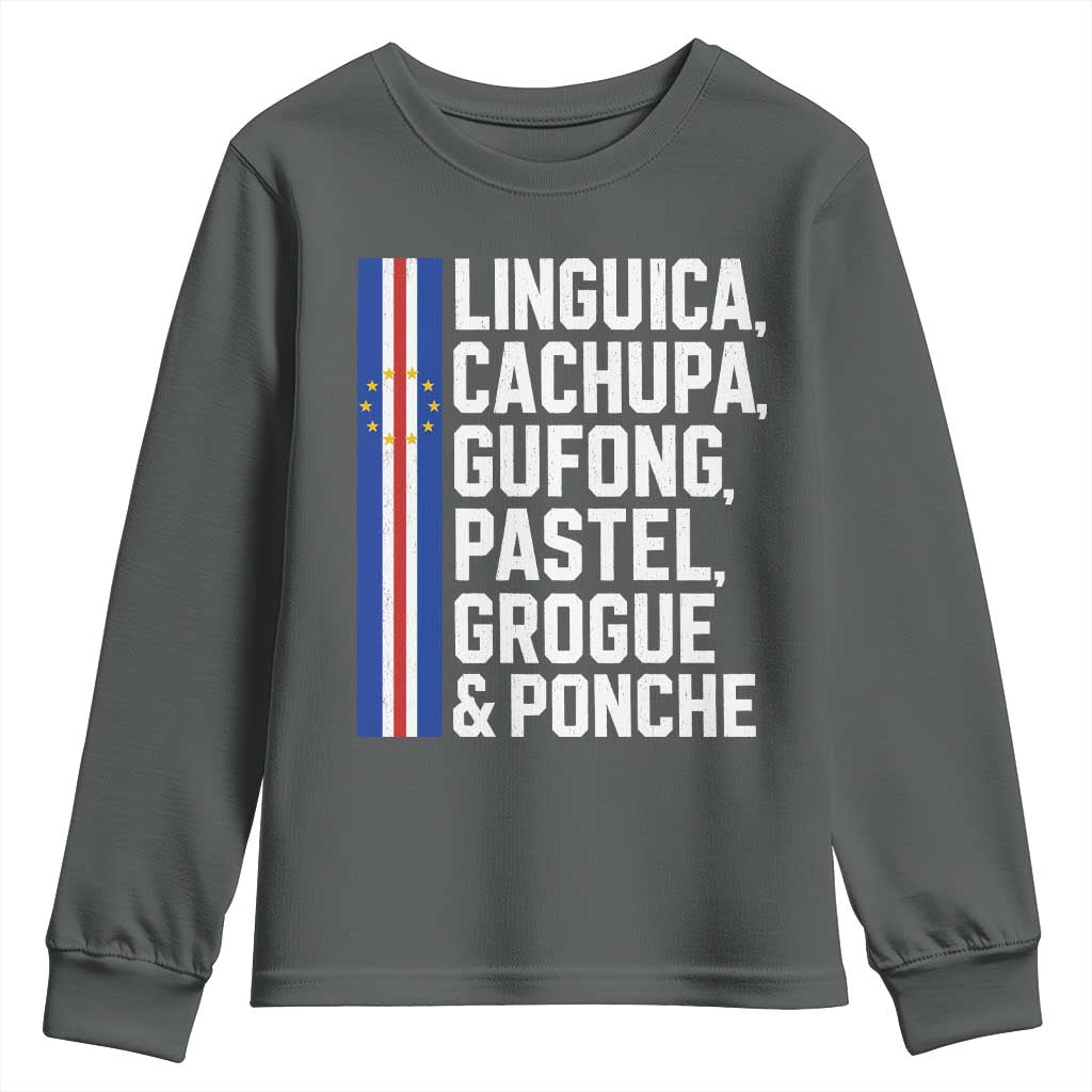 Cape Verde Cuisine Youth Sweatshirt Linguica Cachupa Gufong Cabo Verde Heritage