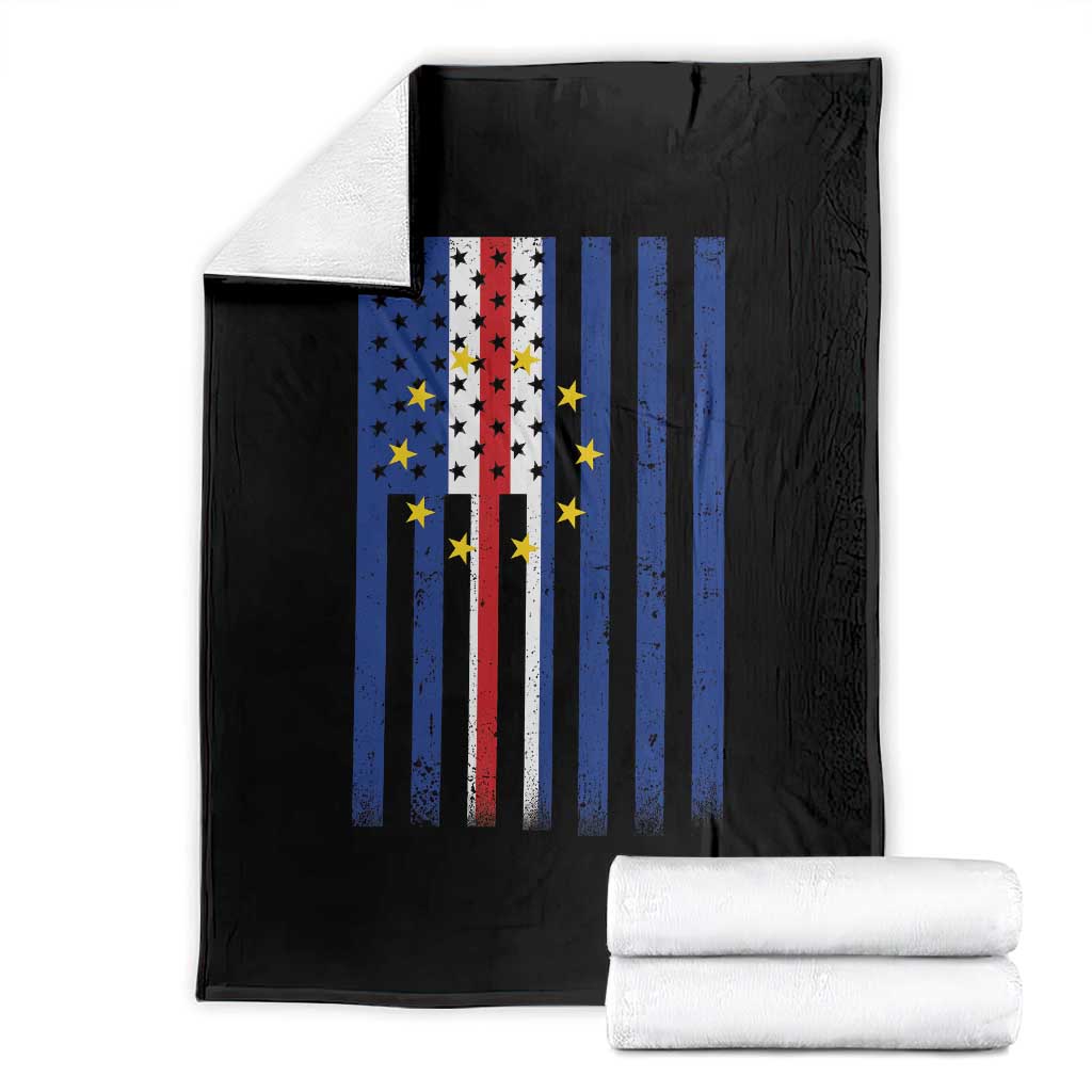 Half Cape Verdean Half American Throw Blanket Cabo Verdean Roots Vintage Cape Verde Flag