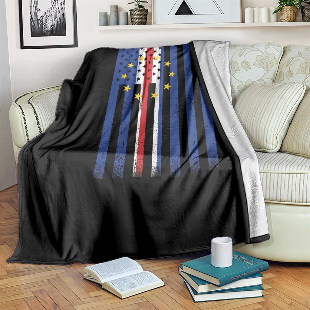 Half Cape Verdean Half American Throw Blanket Cabo Verdean Roots Vintage Cape Verde Flag