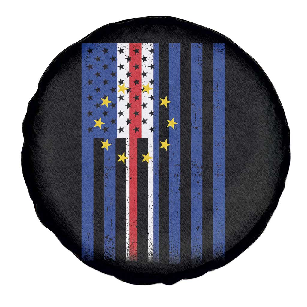 Half Cape Verdean Half American Spare Tire Cover Cabo Verdean Roots Vintage Cape Verde Flag