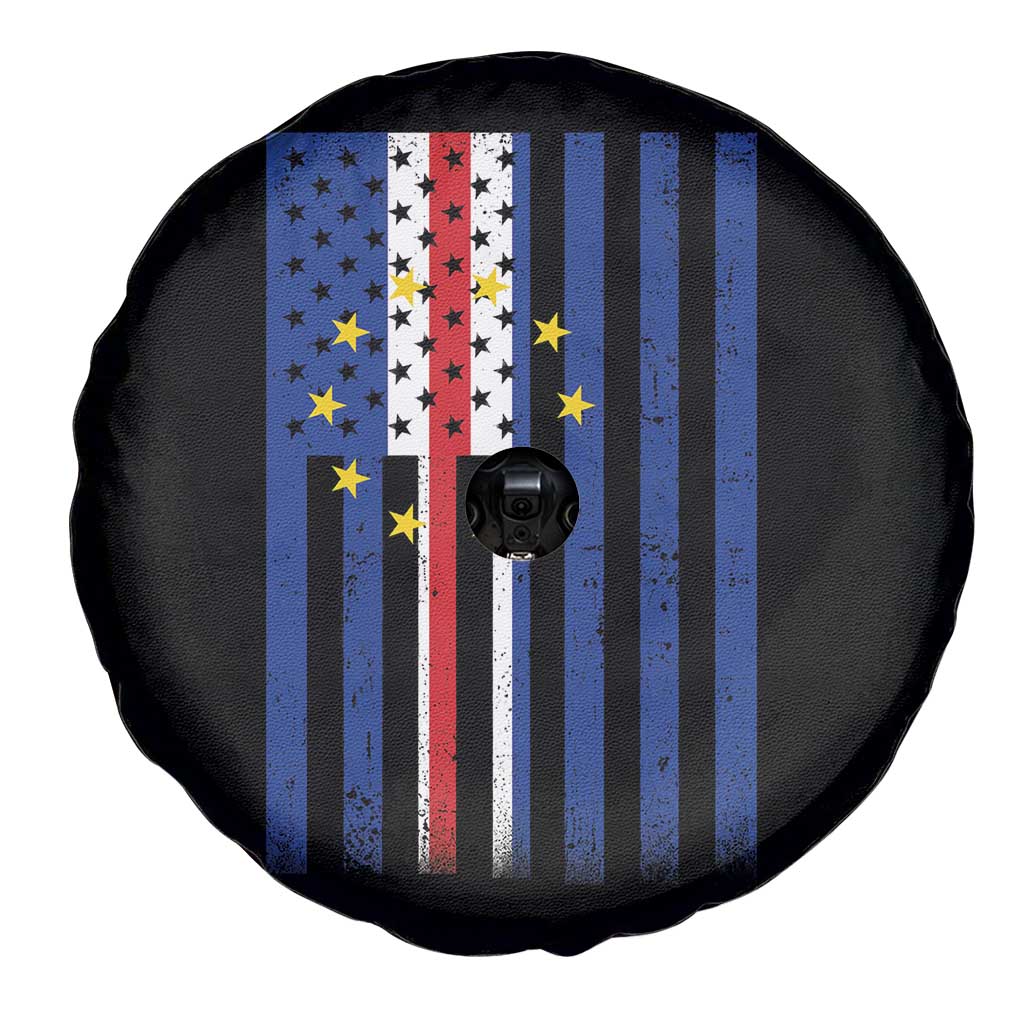 Half Cape Verdean Half American Spare Tire Cover Cabo Verdean Roots Vintage Cape Verde Flag