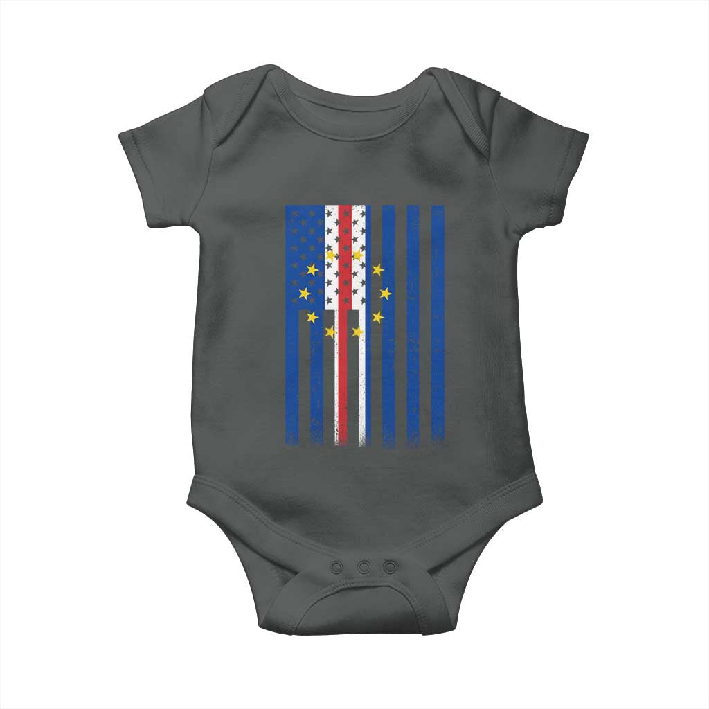 Half Cape Verdean Half American Baby Onesie Cabo Verdean Roots Vintage Cape Verde Flag