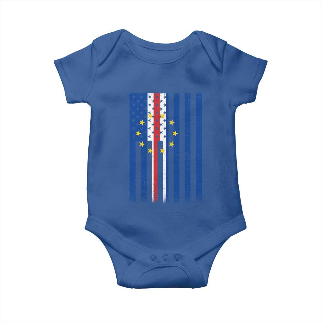 Half Cape Verdean Half American Baby Onesie Cabo Verdean Roots Vintage Cape Verde Flag