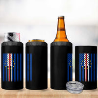 Half Cape Verdean Half American 4 in 1 Can Cooler Tumbler Cabo Verdean Roots Vintage Cape Verde Flag