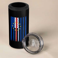 Half Cape Verdean Half American 4 in 1 Can Cooler Tumbler Cabo Verdean Roots Vintage Cape Verde Flag