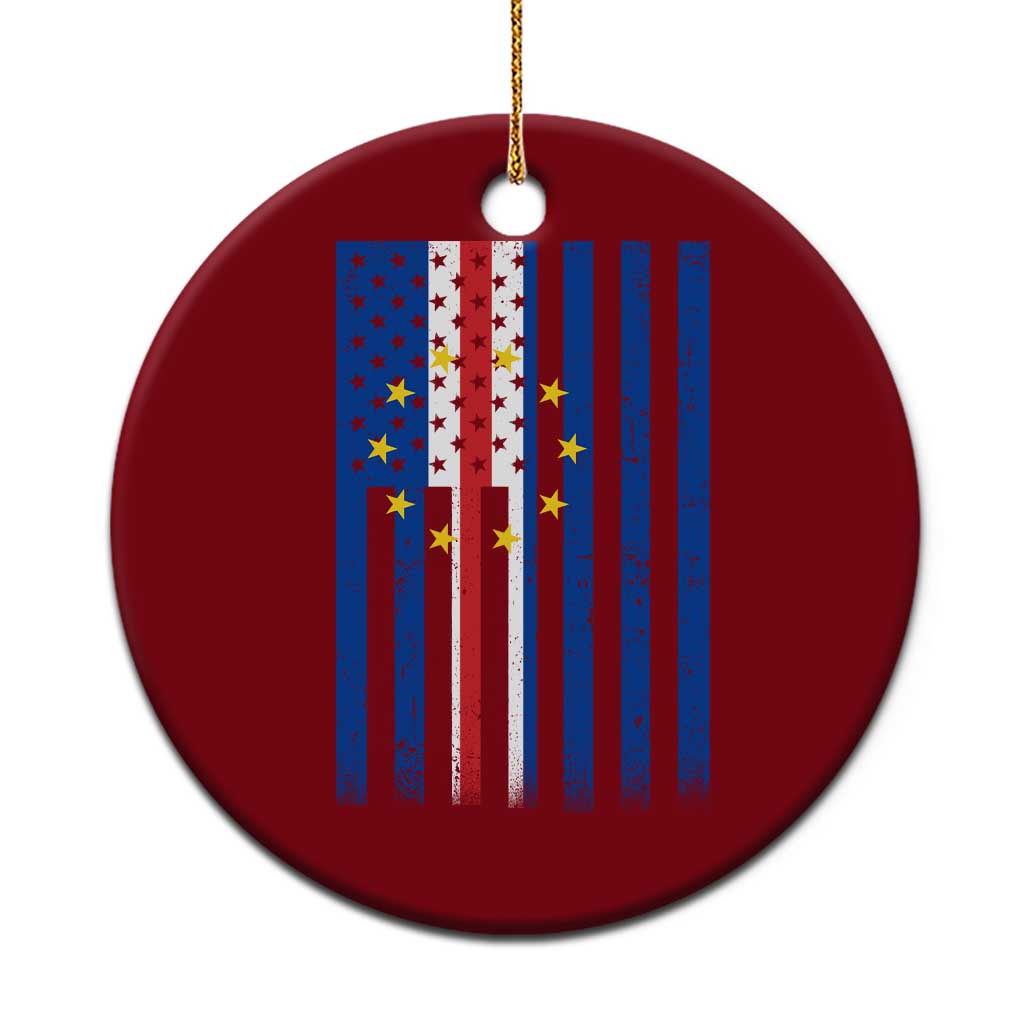 Half Cape Verdean Half American Ceramic Ornament Cabo Verdean Roots Vintage Cape Verde Flag