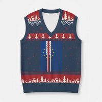 Half Cape Verdean Half American V-Neck Knit Sweater Vest Cabo Verdean Roots Vintage Cape Verde Flag