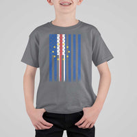 Half Cape Verdean Half American T Shirt For Kid Cabo Verdean Roots Vintage Cape Verde Flag