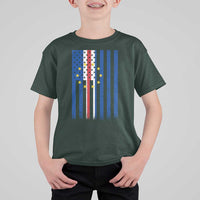 Half Cape Verdean Half American T Shirt For Kid Cabo Verdean Roots Vintage Cape Verde Flag