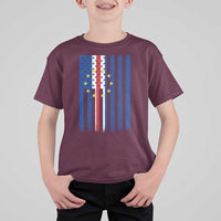 Half Cape Verdean Half American T Shirt For Kid Cabo Verdean Roots Vintage Cape Verde Flag