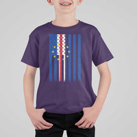 Half Cape Verdean Half American T Shirt For Kid Cabo Verdean Roots Vintage Cape Verde Flag
