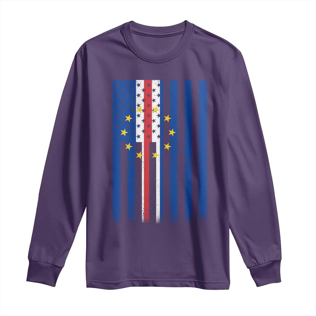 Half Cape Verdean Half American Long Sleeve Shirt Cabo Verdean Roots Vintage Cape Verde Flag