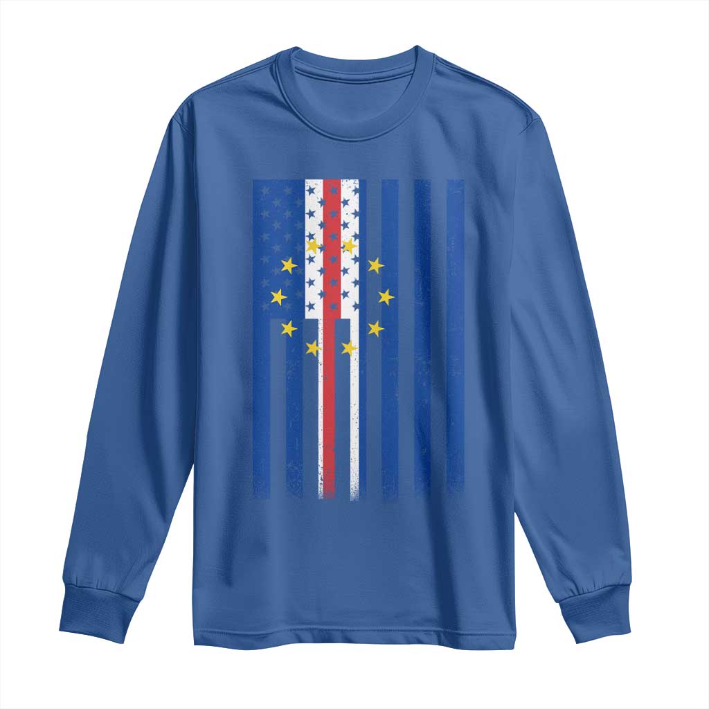 Half Cape Verdean Half American Long Sleeve Shirt Cabo Verdean Roots Vintage Cape Verde Flag