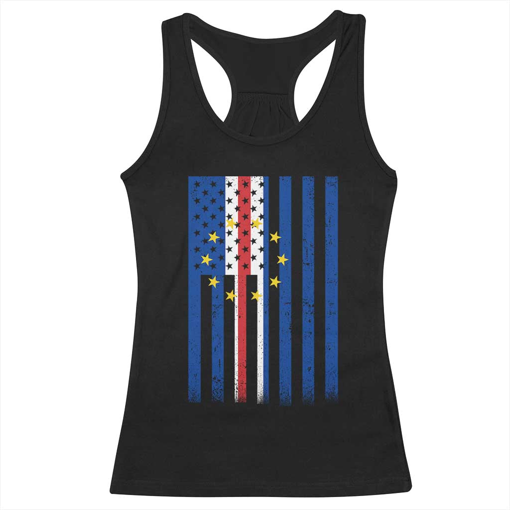 Half Cape Verdean Half American Racerback Tank Top Cabo Verdean Roots Vintage Cape Verde Flag