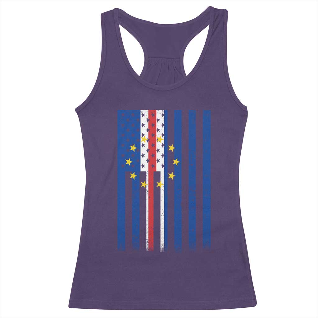 Half Cape Verdean Half American Racerback Tank Top Cabo Verdean Roots Vintage Cape Verde Flag