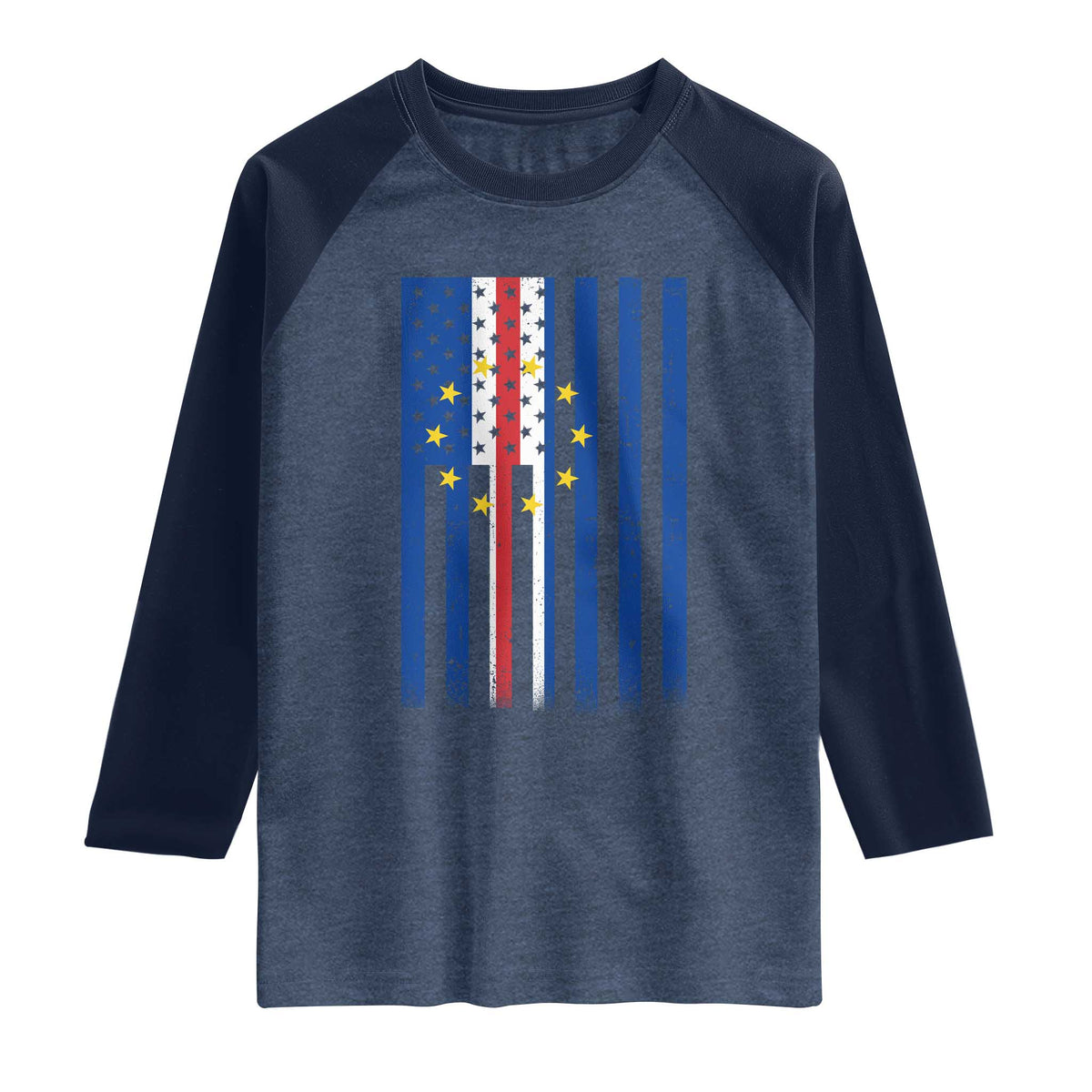 Half Cape Verdean Half American Raglan Shirt Cabo Verdean Roots Vintage Cape Verde Flag