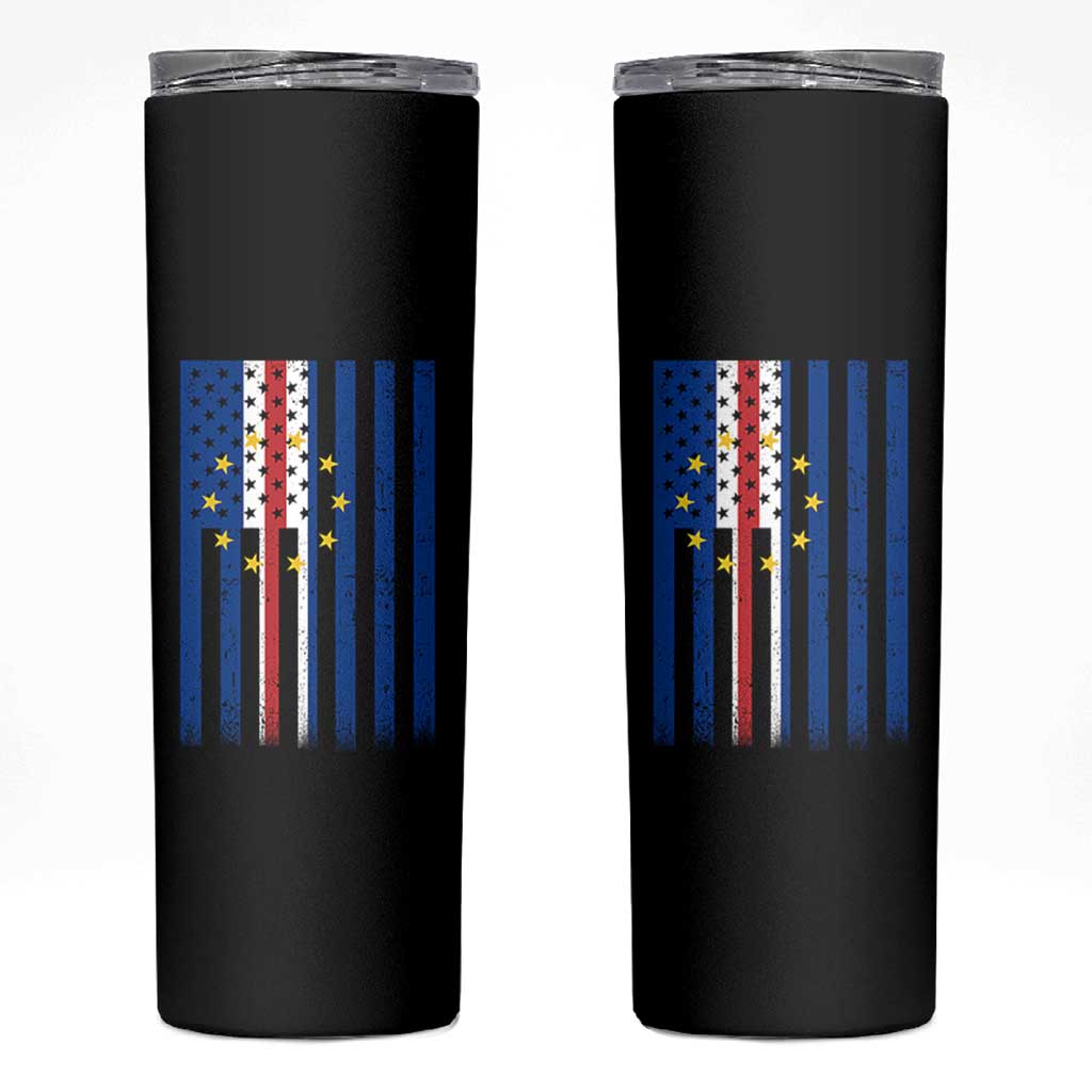 Half Cape Verdean Half American Skinny Tumbler Cabo Verdean Roots Vintage Cape Verde Flag