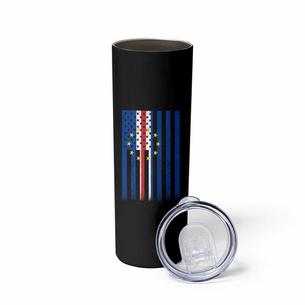Half Cape Verdean Half American Skinny Tumbler Cabo Verdean Roots Vintage Cape Verde Flag