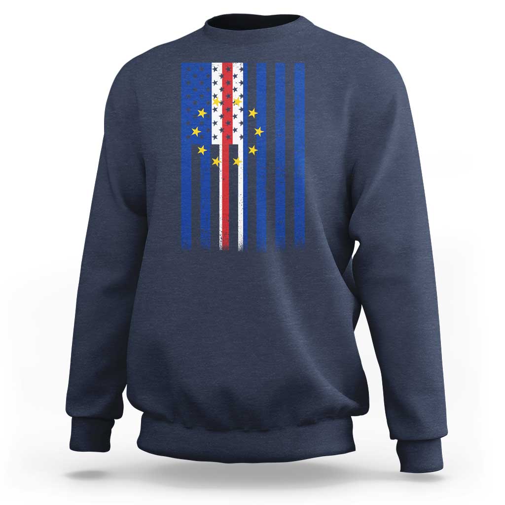 Half Cape Verdean Half American Sweatshirt Cabo Verdean Roots Vintage Cape Verde Flag